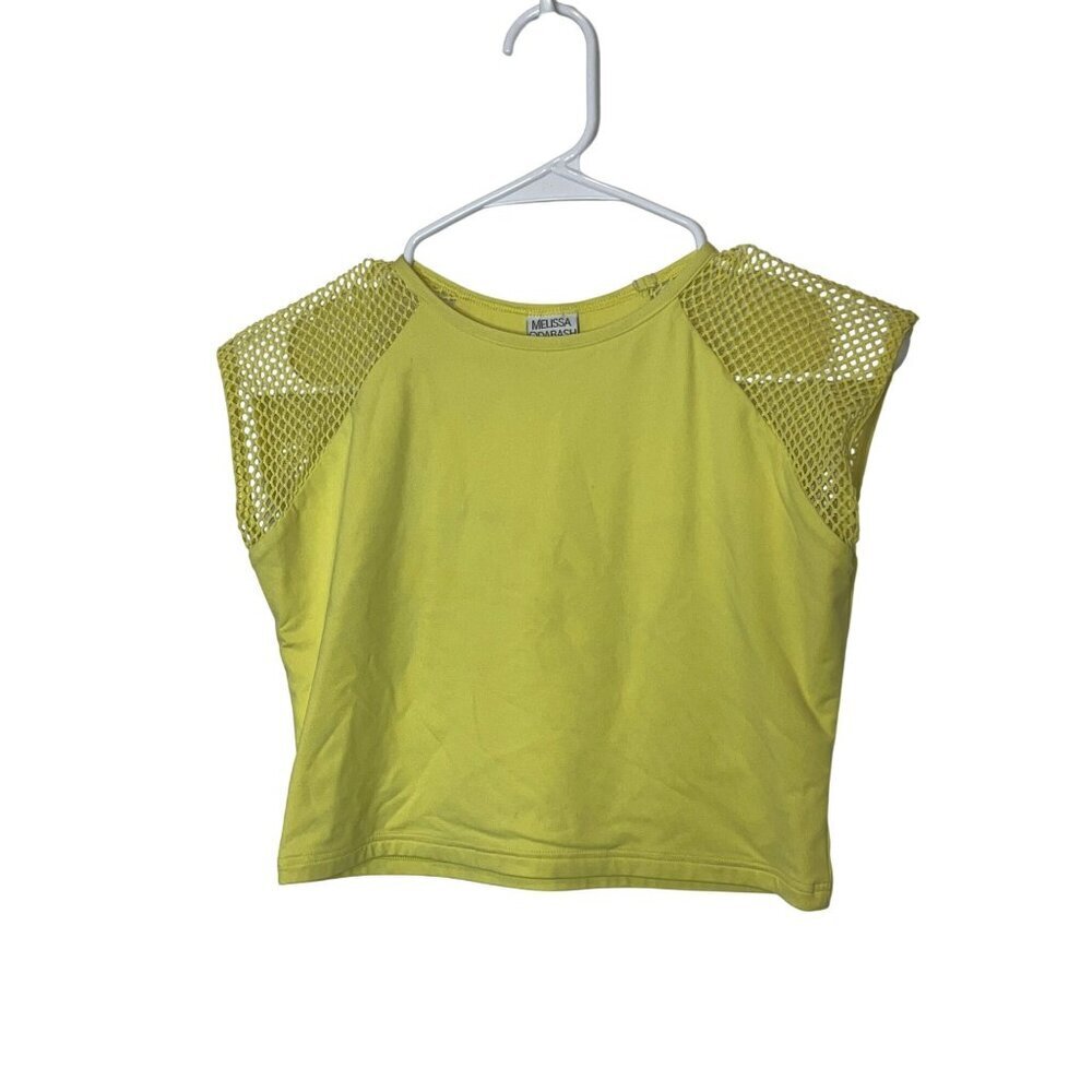 Melissa Odabash Sports Luxe Yellow Mesh Sleeve Athletic Top 10
